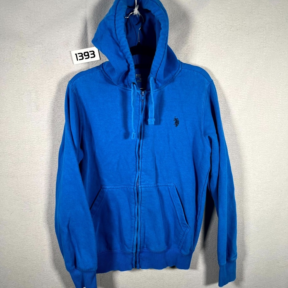 U.S. Polo Assn. Hoodie Women XS Blue Pony Logo Fleece Lined Full Zip Long Sleeve
